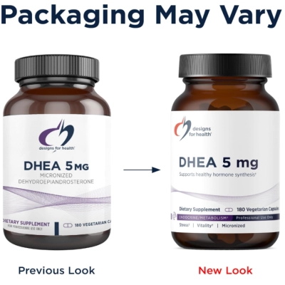 DHEA 5mg, Auxiliar no Envelhecimento Saudável, 180 Cápsulas, Designs for Health