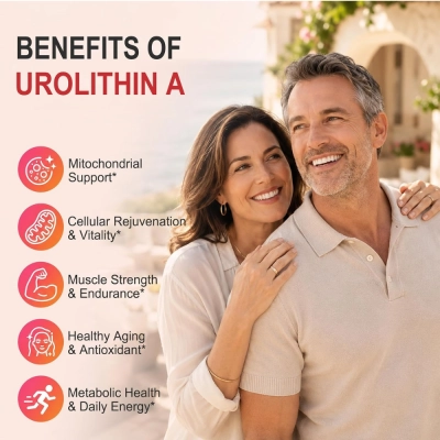 Urolithin A Complex com PQQ, CoQ10 e L-Ergotioneína, 90 Cápsulas, Luakiju