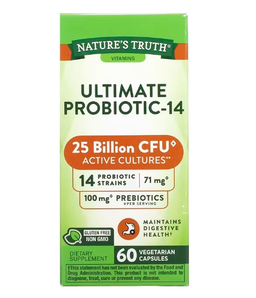 Ultimate Probiotic-14, 25 Bilhões, 60 Cápsulas, Nature's Truth