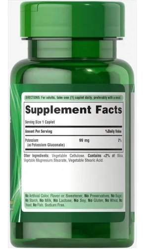 Potássio, 99mg, 100 Cápsulas, Puritan's Pride