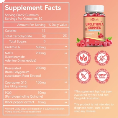 Urolithin A, Envelhecimento Saudável, 60 Gomas, Sabor Frutas Vermelhas, Babivek