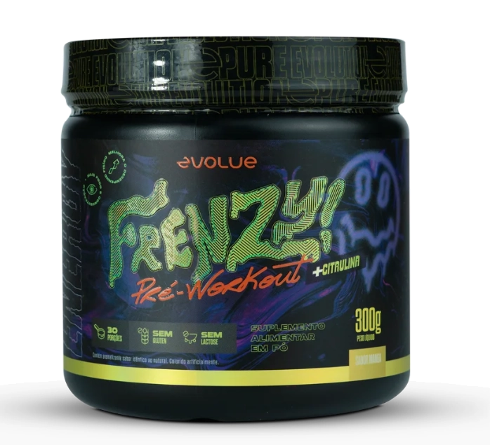 Pré Treino Frenzy, 300g Sabor Manga, Evolue Supplements