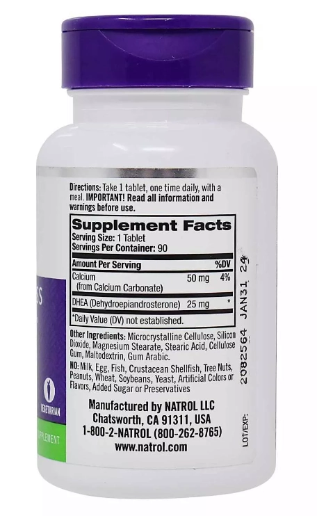 Dhea, 25mg, 90 Comprimidos, Natrol
