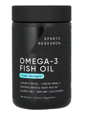 Ômega-3, Óleo de Peixe, 1055mg, Potência Tripla, 120 Cápsulas, Sports Research