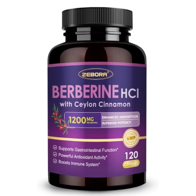 Berberine HCL, 1200mg, 120 Cápsulas, Zebora Berberine HCL, 1200mg, 120 Cápsulas, Zebora