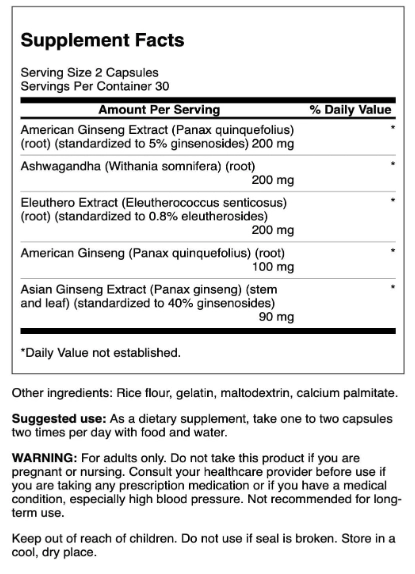 Dual Ginseng Plus, 60 Cápsulas, Swanson