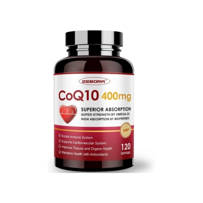 Suplemento de CoQ10 400mg, Energia e Saúde do Coração, 120 Softgels, Zebora