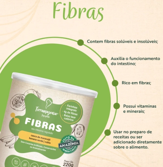 Suplemento Natural de Fibras Solúveis e Insolúveis, 220g, Terramazonia
