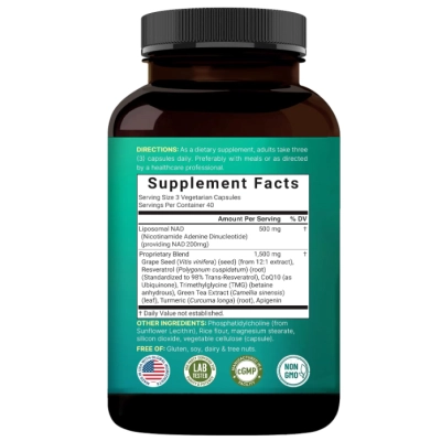 Liposomal NAD+ 8 em 1 Complex, 2000mg, 120 Cápsulas, NatureBell