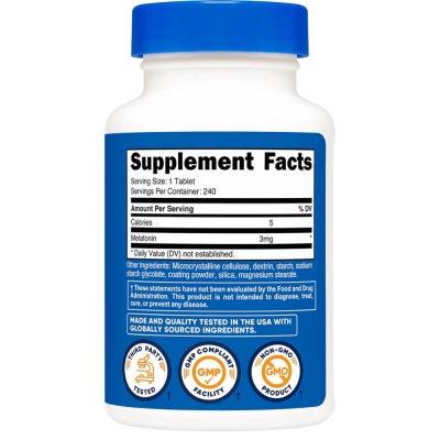 Melatonina, 3mg, 240 Comprimidos, Nutricost