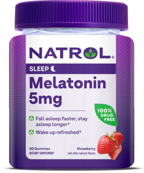 Melatonina 5mg, 60 Gomas Sabor Morango, Natrol