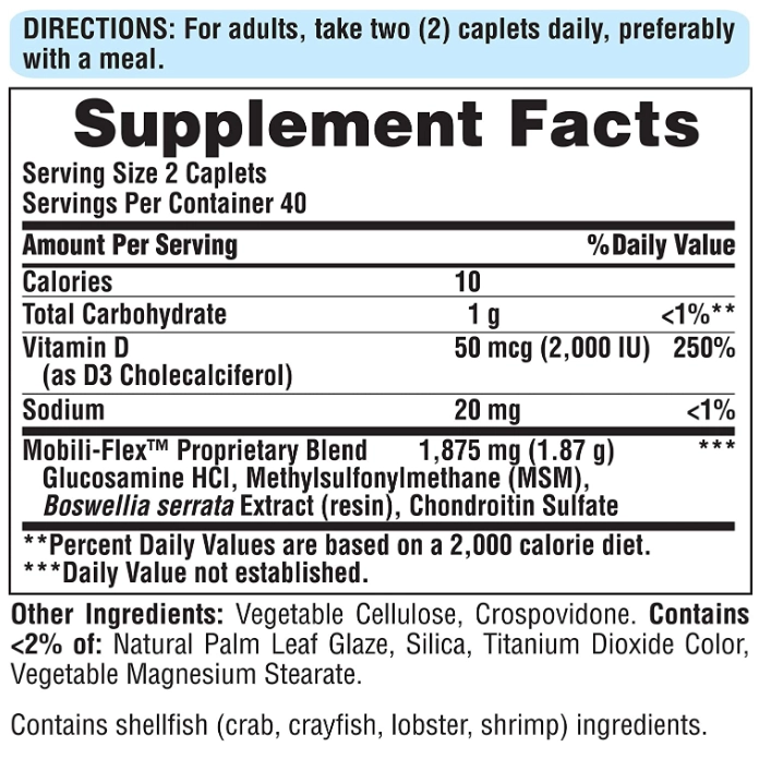 Glucosamina e Condroitina com Vitamina D3, 50mcg, 80 Comprimidos, Puritan's Pride