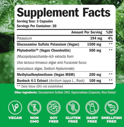 Glucosamina Condroitina e MSM com Burdock Root, 90 Cápsulas, Vimerson Health