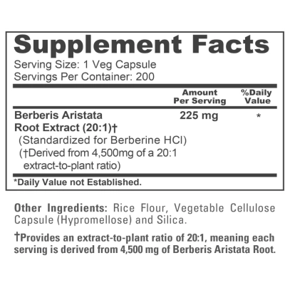 Berberis Aristata, Cloridrato de Berberina 4500mg, 200 Cápsulas, NusaPure