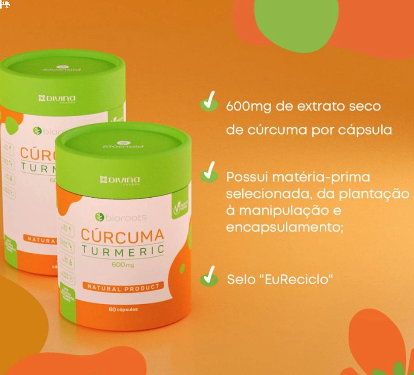 Cúrcuma Turmeric, 600mg, 60 Cápsulas, Bioroots