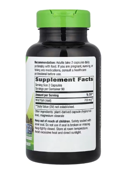 Wild Yam Root, Raiz de Inhame Selvagem 700mg, Cápsulas, Nature's Way