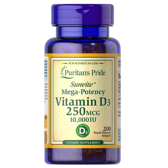 Vitamina D3, 10.000IU, 200 Cápsulas, Puritan's Pride