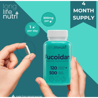 Fucoidano 500mg, Extrato de Alga Marinha Marrom, 120 Cápsulas, LongLifeNutri