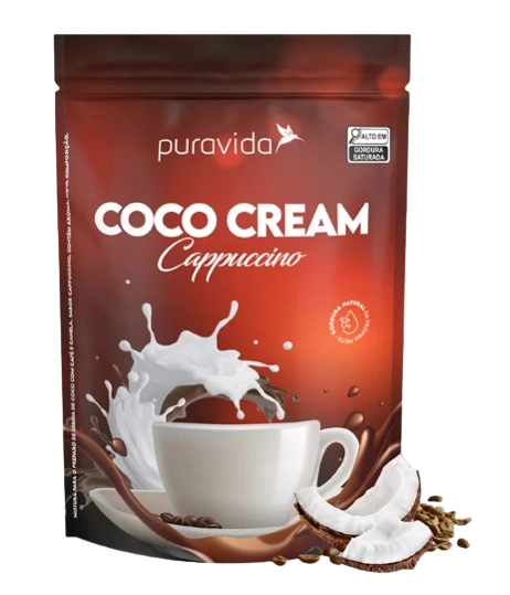 Coco Cream leite de coco em Pó Sabor  Cappuccino, 250g, Puravida