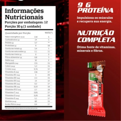 Barra de Proteína Vo2 Slim, Sabores, 3 unidades, 30g Cada - Integralmédica 