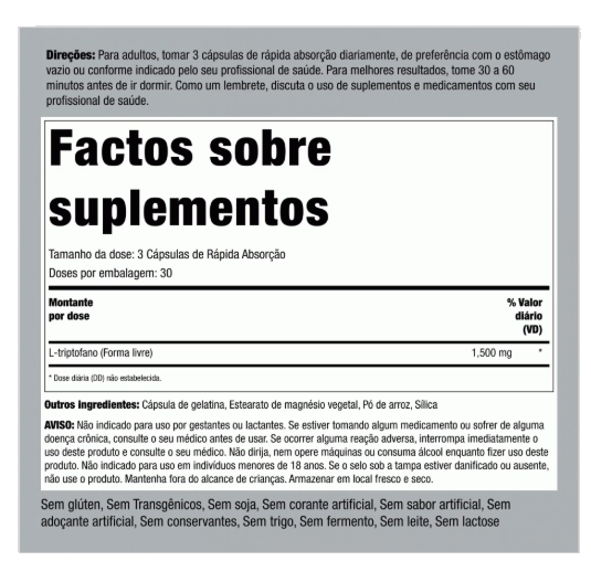 L-Triptofano 1500mg, 90 Cápsulas, PipingRock