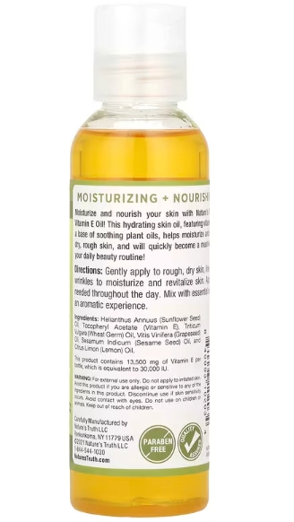 Vitamina E-Oil 30000UI, 118ml Sabor Limão, Nature's Truth