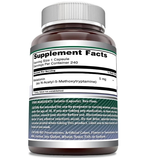Melatonina 5mg, 240 Capsulas, Amazing Formulas
