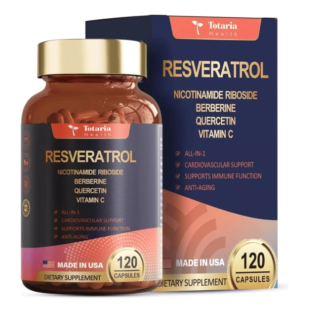 Resveratrol com Berberina, Quercetina, Vitamina C e Niacinamida, 120 Cápsulas, Totaria Health