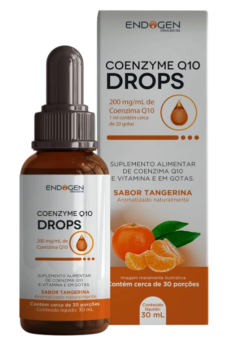 Coenzyme Q10 Pure Drops, Coenzima CoQ10, 30ml Sabor Tangerina, Endogen