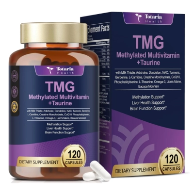 TMG, Multivitamínico Metilado 24 em 1 com Complexo B, B12, B9 e NAC, 120 Cápsulas, Totaria Health