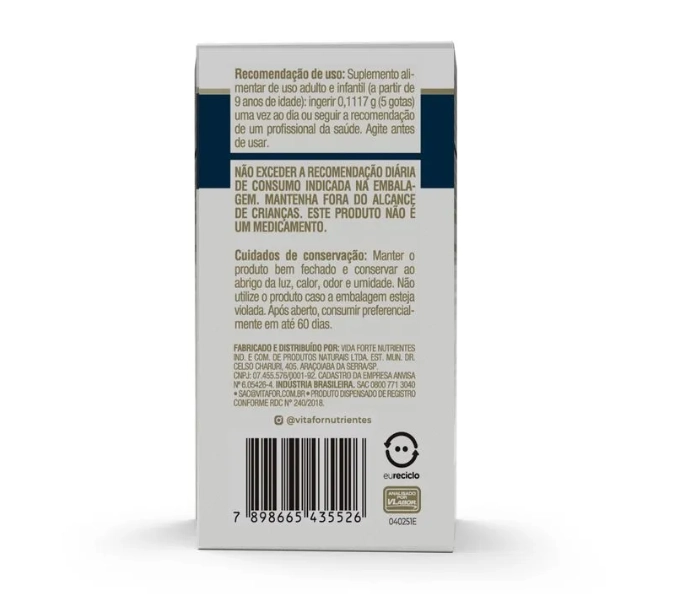 Vitamina D3 + K2, 20ml, Sabor Menta, Vitafor