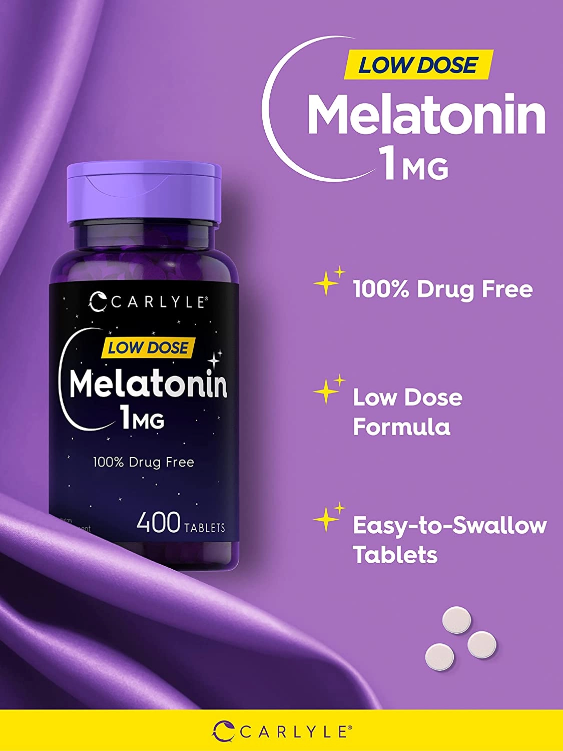 Melatonina 1mg, 400 Comprimidos, Carlyle