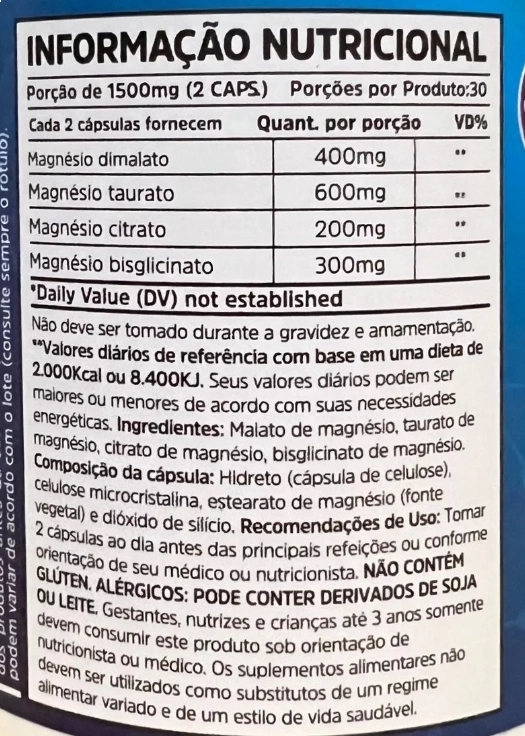 Quadmagnésio, Magnésio 4 em 1, 1500mg, 60 Cápsulas, Sunfood