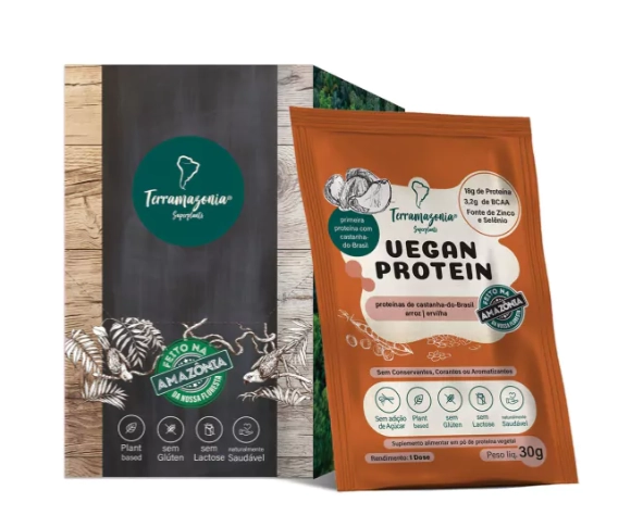 Vegan Protein, Castanha Do Brasil, Caixa 10 Sachês, Terramazonia