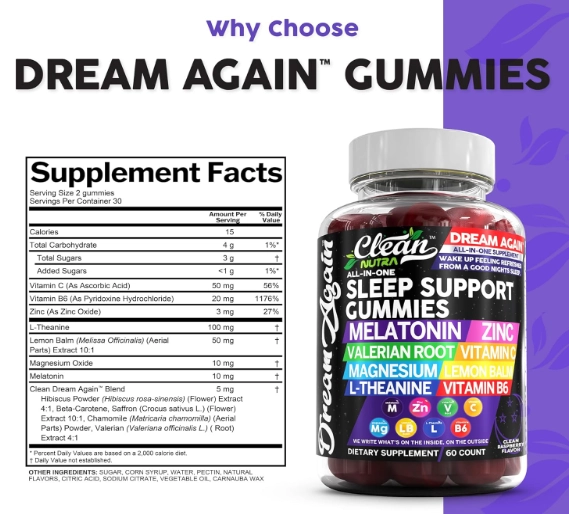 Melatonina 10mg, Com Valeriana, L-Teanina, Vitamina B6 e Magnésio, 60 Gomas Sabor Framboesa, Clean Nutraceuticals