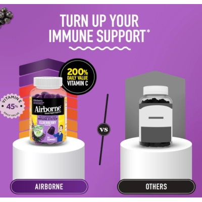 Elderberry com Vitaminas C e Zinco, 50 Gomas Sabugueiro, Airborne 