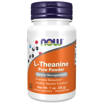 L-Theanine, 28g Pó Puro, Relaxamento Mental e Redução da Tensão Diária, NOW