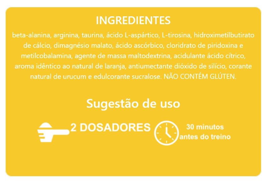 Pré Treino Beta Fusion Nigth, Sem Cafeína, 300g Sabor Laranja, Cell Force