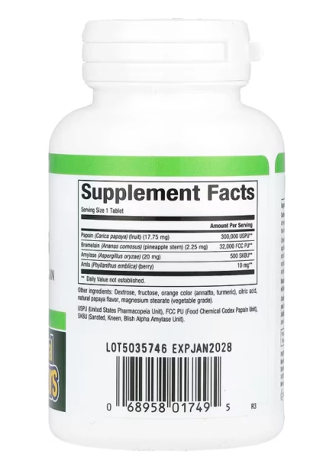 Papaya Enzymes, Enzimas de Mamão Papaia com Amilase e Bromelina, 120 Comprimidos Mastigáveis, Natural Factors