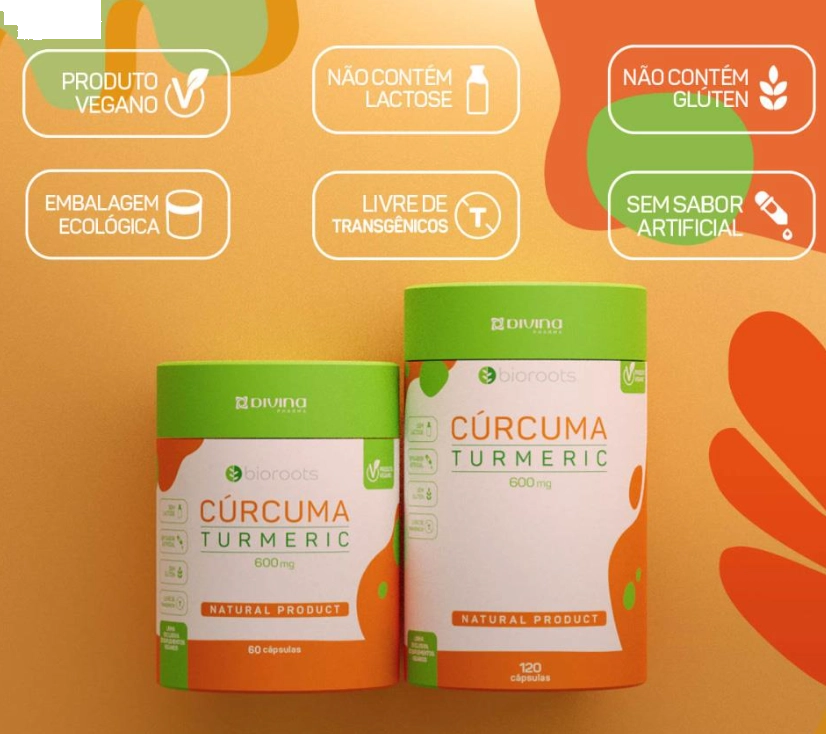 Cúrcuma Turmeric, 600mg, 60 Cápsulas, Bioroots