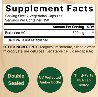 Berberina 500mg, 300 Cápsulas, NatureBell