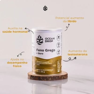 Feno Grego + Boro, Testofen, 500mg, 120 Cápsulas, Ocean Drop