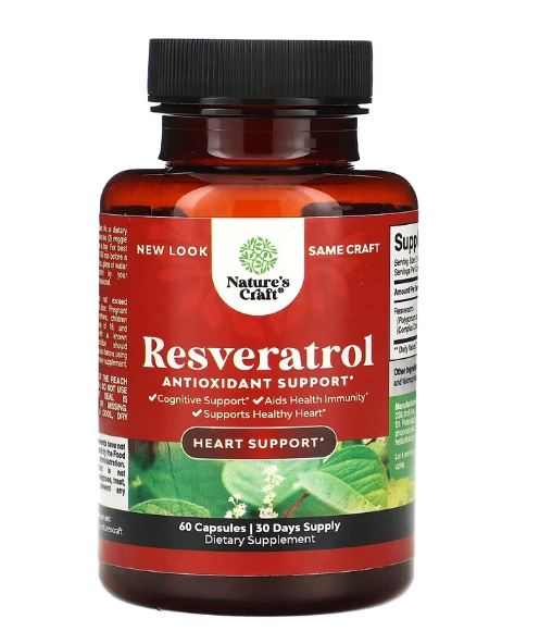 Resveratrol Natural, Activador Ampk, 60 Cápsulas, Natures Craft