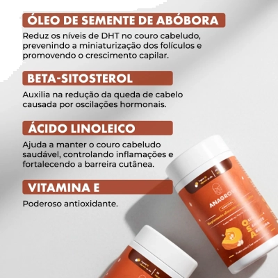 Vitamina Para Fortalecimento dos Cabelos OSA (Óleo de Semente de Abóbora), 30 Cápsulas, Anagrow