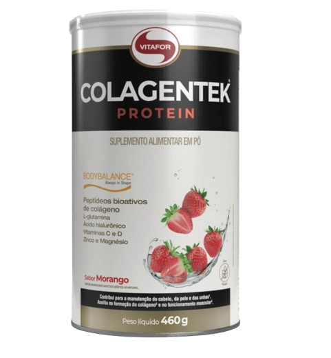 Colágeno Colagentek Protein, Bodybalance, 460g, Sabor Morango, Vitafor