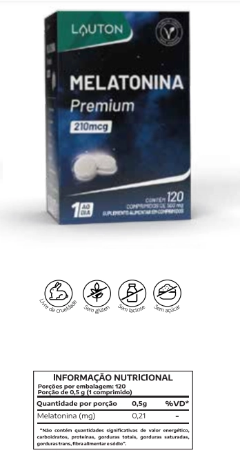 Melatonina Premium 210mcg. 120 Comprimidos, Lauton Nutrition