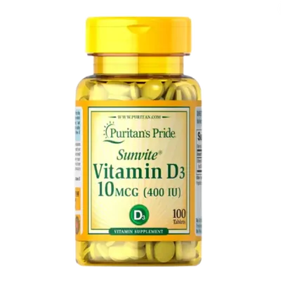 Vitamina D3, 10mcg, 100 Comprimidos, Puritan's Pride