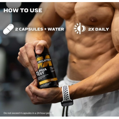 AlphaTest, Aumento de Testosterona Masculina com Tribulus Terrestris e Boro, Cápsulas, MuscleTech