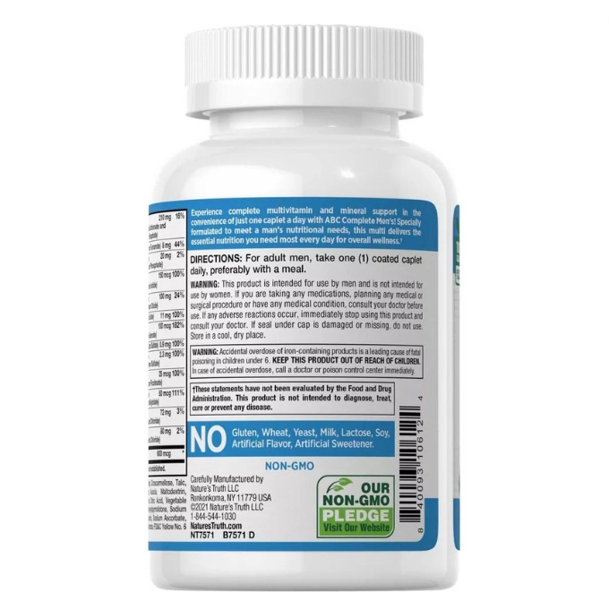Multivitamínico Completo para Homens, 100 Comprimidos, Nature's Truth