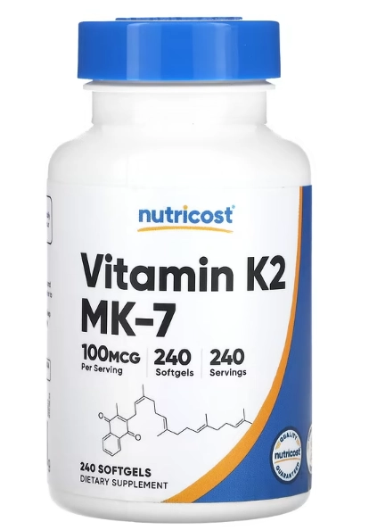 Vitamina K2 100mcg, 240 Cápsulas, Nutricost